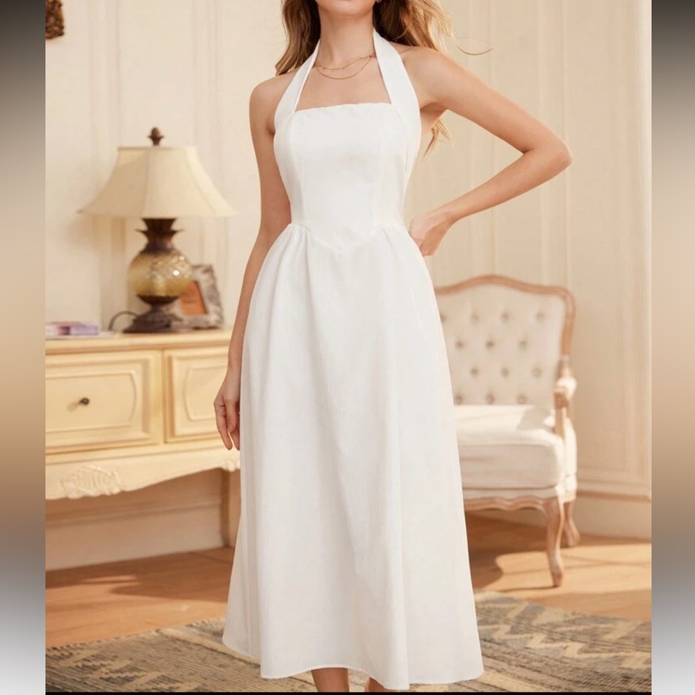 White halter dress